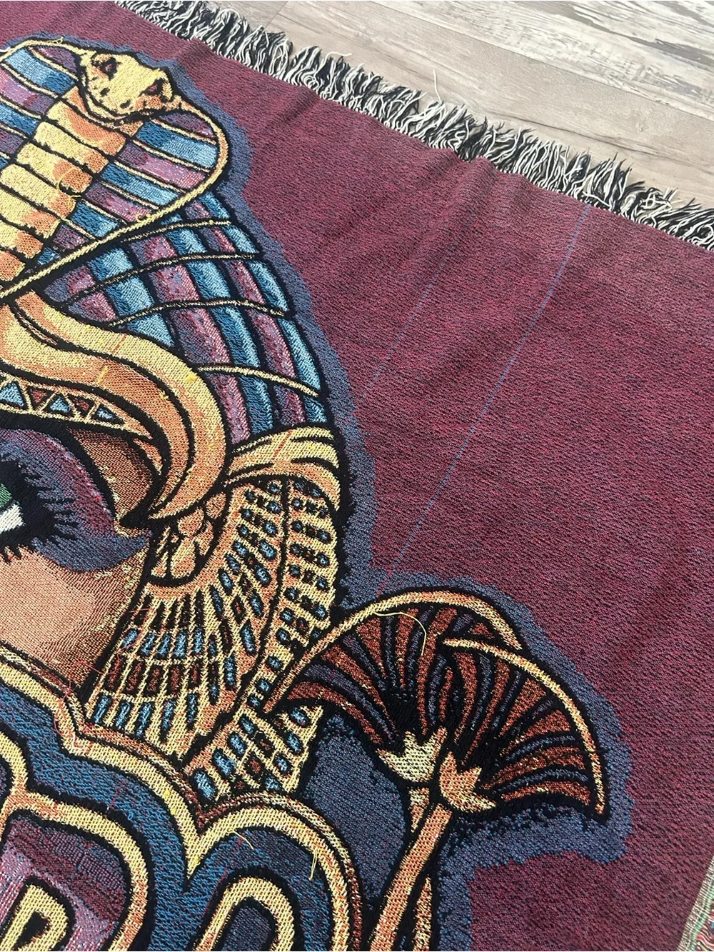 Vintage Cleopatra Fringe Tapestry By IGT 67x51